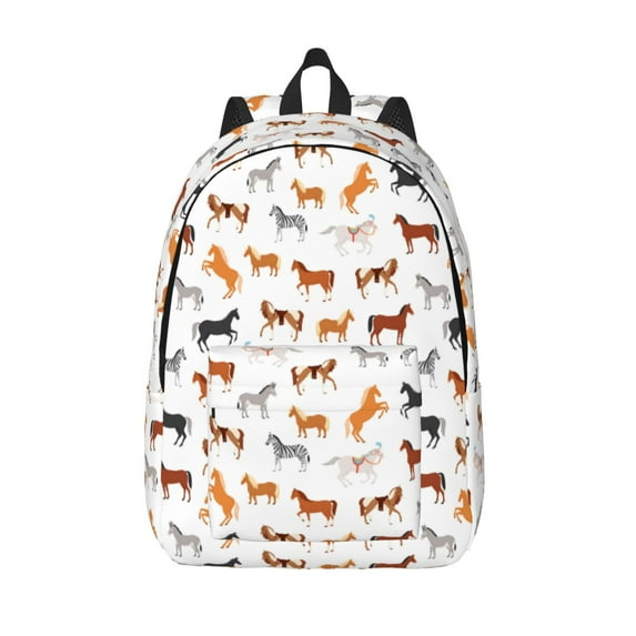 Lsque Horses Pattern Canvas Daypack, Durable Backpack, High-quality Versatile Backpack,Vintage Compact Backpack-Small
