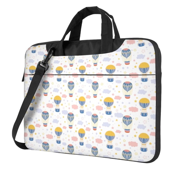 Lsque Hot Air Balloon Pattern Laptop Bag – Portable & Slim Single-Shoulder Computer Case with Adjustable Strap, Protective, Lightweight for 13”/14”/15.6” Laptops