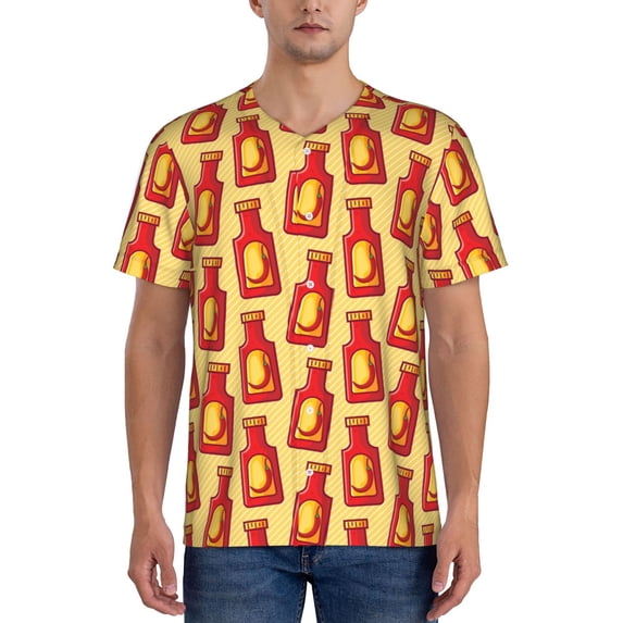 Lsque Hot Chili Pattern Mens Polo Golf Shirts Funny Graphics Shorts Sleeve Button Shirts Baseball T-shirt-X-Large