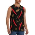 thumbnail image 1 of Lsque Hot Chili Print Men's Cotton Blend Sleeveless Muscle Shirts (S-3XL)- Moisture Wicking, Odor Protection, UPF 30+,Small, 1 of 8
