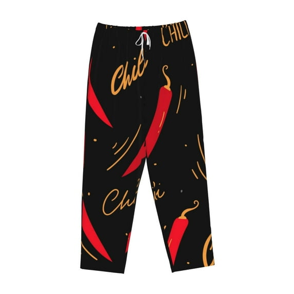 Lsque Hot Chili Print Women's Pajama Pants, Lounge Pant - Comfortable Home Wear,Elastic Waistband, Stylish Design-Large