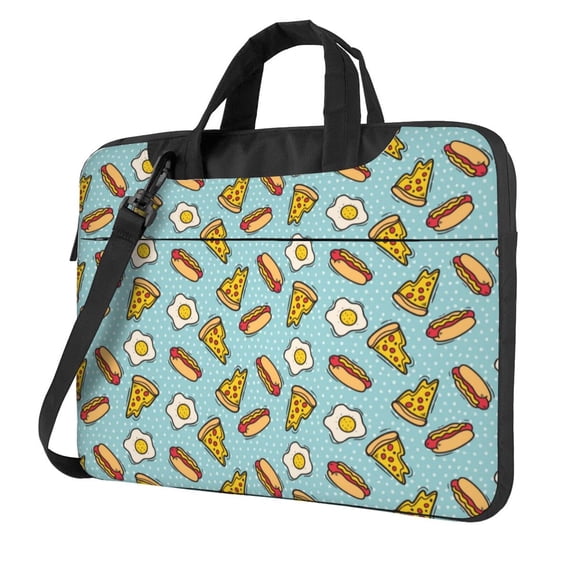 Lsque Hot Dog Pizza Pattern Laptop Bag – Portable & Slim Single-Shoulder Computer Case with Adjustable Strap, Protective, Lightweight for 13”/14”/15.6” Laptops