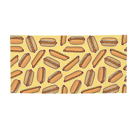 Lsque Hot Dogs Pattern Party Banner, Festive Banner , Holiday Celebrations and Events for Carnival Birthday Party Festival Decorations-Small