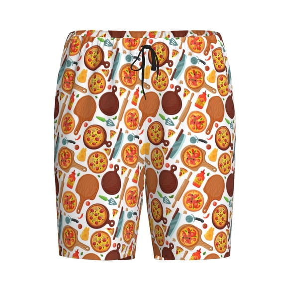 Lsque Hot Fresh Pizza Mens Sleep Pajama Shorts,Short Pajama Pants, Cotton Ultra-Soft Knit-Small