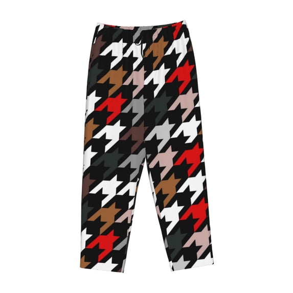 Lsque Houndstooth Green Red Print Women's Pajama Pants, Lounge Pant - Comfortable Home Wear,Elastic Waistband, Stylish Design-XX-Large