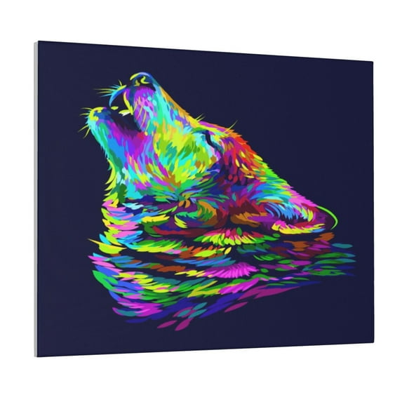 Lsque Howling Wolf Print Wall Art – Decorative Picture for Living Room, Bedroom, and Office (Horizontal)