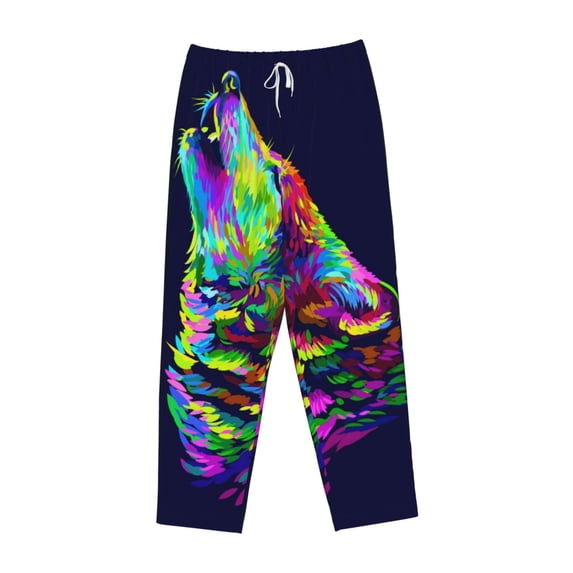 Lsque Howling Wolf Print Women's Pajama Pants, Lounge Pant - Comfortable Home Wear,Elastic Waistband, Stylish Design-Medium