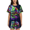 thumbnail image 1 of Lsque Howling Wolf Women's Short-Sleeved Pajama Set - 2 Piece Soft and Lightweight Sleepwear Set-Small, 1 of 9