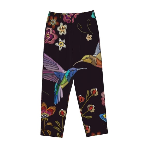 Lsque Humming Bird Print Women's Pajama Pants, Lounge Pant - Comfortable Home Wear,Elastic Waistband, Stylish Design-X-Large