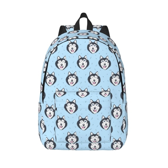 Lsque Husky Head Pattern Canvas Daypack, Durable Backpack, High-quality Versatile Backpack,Vintage Compact Backpack-Medium