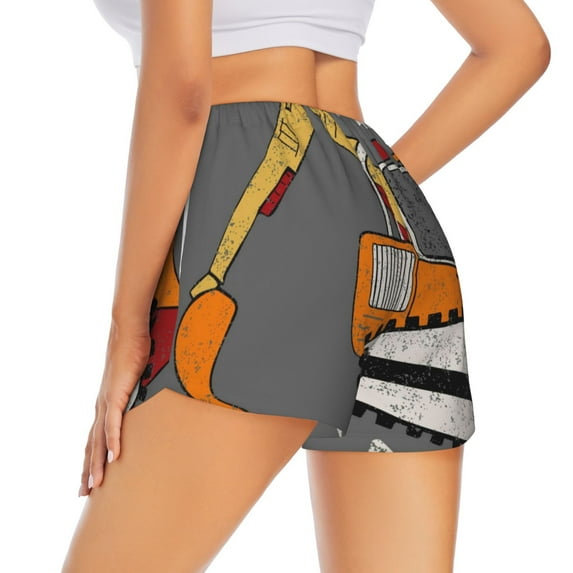 Lsque I Like Big Digger Printed Women's Running Shorts with Liner Pockets,Elastic Quick Dry Workout Athletic Gym Yoga Shorts,Womens High Waist Shorts-Medium