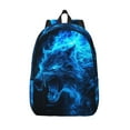 thumbnail image 1 of Lsque Ice Blue Fire Wolf Pattern Canvas Daypack, Durable Backpack, High-quality Versatile Backpack,Vintage Compact Backpack-Small, 1 of 6
