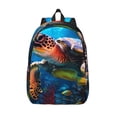 thumbnail image 1 of Lsque Ice Blue Ocean Sea Turtle Pattern Canvas Daypack, Durable Backpack, High-quality Versatile Backpack,Vintage Compact Backpack-Medium, 1 of 6