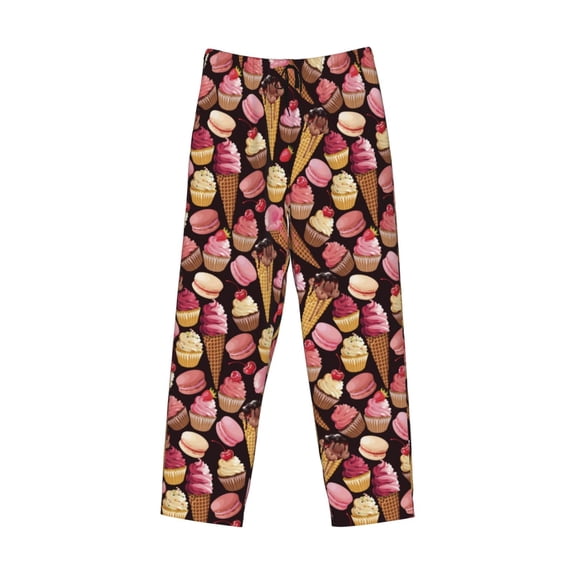 Lsque Ice Cream Cake Print Men's Pajama Pants, Lounge Pant - Comfortable Home Wear,Elastic Waistband, Stylish Design-Small