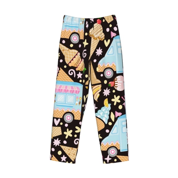 Lsque Icecream Truck Print Men's Pajama Pants, Lounge Pant - Comfortable Home Wear,Elastic Waistband, Stylish Design-X-Large