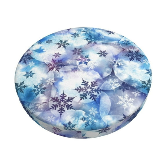Lsque Icy Blue Snowflakes Pattern Round Bar chair cushion covers Velvet Fabric Premium Comfort Protects from Scratches and Stains for 14-17 Inch Chair-12 inch