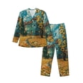 thumbnail image 1 of Lsque Impressionist Village Sky Pattern Long Sleeve Pajama Set for Men - Soft 2-Piece Sleepwear and Loungewear Set with Pockets, Comfy Nightwear-Large, 1 of 7
