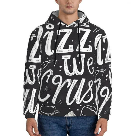 Lsque In Pizza We Crust Art Pattern Casual Men's Hoodie,Hooded Sweatshirt with Kangaroo Pocket,Pullover Hoodie-Small