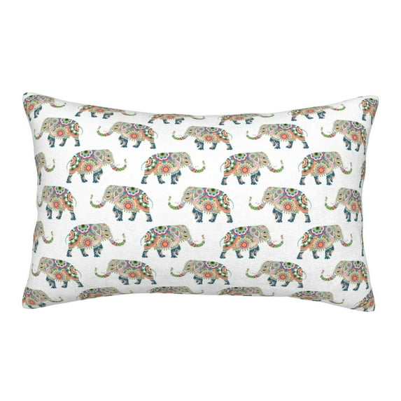 Lsque Indian Elephant Pattern Pillow Case – Soft & Cozy Throw Pillow Cover, Hypoallergenic Cushion Case for Sleeping Women with Envelope Closure-20"x30"