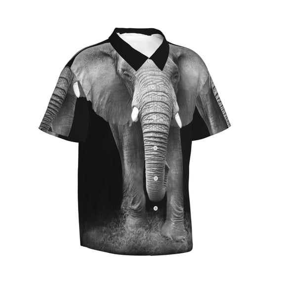 Lsque Indian Elephant pattern Hawaiian Shirt for Men, Unisex Summer Beach Casual Short Sleeve Button Down Shirts-3X-Large