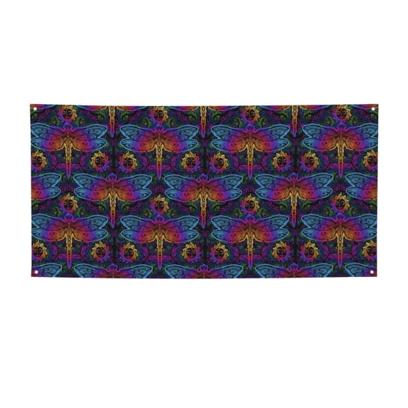 Lsque Indian Mandalas Dragonfly Pattern Party Banner, Festive Banner , Holiday Celebrations and Events for Carnival Birthday Party Festival Decorations-Small