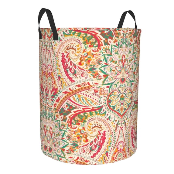 Lsque Indian Paisley 1 pattern Laundry Hamper Basket, Tall Woven Rope Hamper Basket for Clothes, Lightweight Storage Basket, Collapsible Waterproof-