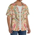 thumbnail image 1 of Lsque Indian Paisley 1 print Men's Cuban Collar Short Sleeve Shirt Summer Beachwear Casual Button Down Fashionable Vacation Leisure Shirt-X-Large, 1 of 7