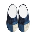thumbnail image 1 of Lsque Indigo Patchwork Quilt Pattern Womens Comfort Cotton on Scuff With Memory Foam and Anti-skid Sole Slipper-44/45, 1 of 7