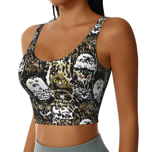 Lsque Ink Graffiti Owl Printed Women'S Sports Bra, Compression, Moisture Wicking, High-Impact Sports Bra For Women,Supportive sports bra-XX-Large