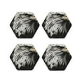 thumbnail image 1 of Lsque Ink Style Bald Eagle Pattern 4" Drink Coasters Set of 4, PVC Leather Absorbent Coasters, Table Coaster Set Decorative Coffee Cup Coasters Housewarming Gift -Hexagon, 1 of 6