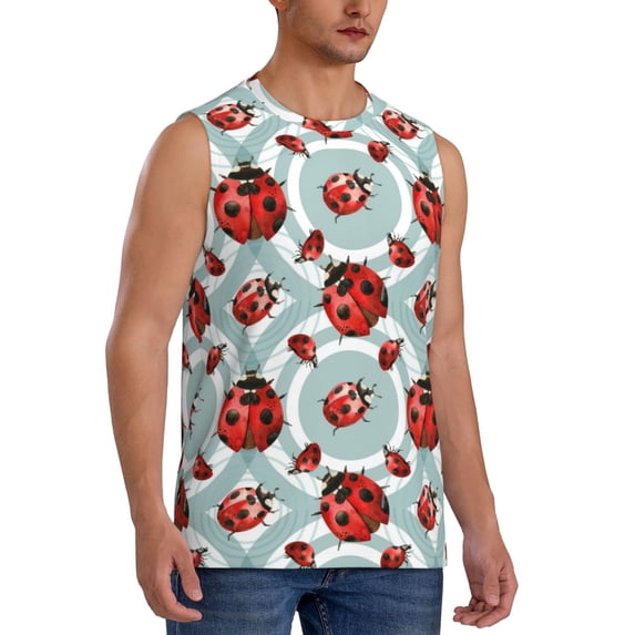 Lsque Insects Print Men's Cotton Blend Sleeveless Muscle Shirts (S-3XL)- Moisture Wicking, Odor Protection, UPF 30+,Large