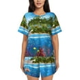 thumbnail image 1 of Lsque Island And Coral Reef Women's Short-Sleeved Pajama Set - 2 Piece Soft and Lightweight Sleepwear Set-Medium, 1 of 9