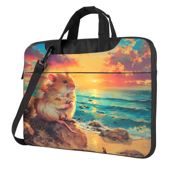 Lsque Island Beach Guinea Pig Pattern Laptop Bag – Portable & Slim Single-Shoulder Computer Case with Adjustable Strap, Protective, Lightweight for 13”/14”/15.6” Laptops