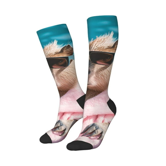Lsque Island Vacation Guinea Pig Printed Crew Socks Men's Women's LightWeight Thin Casual Calf Socks ,Knee High Socks,Cotton Socks