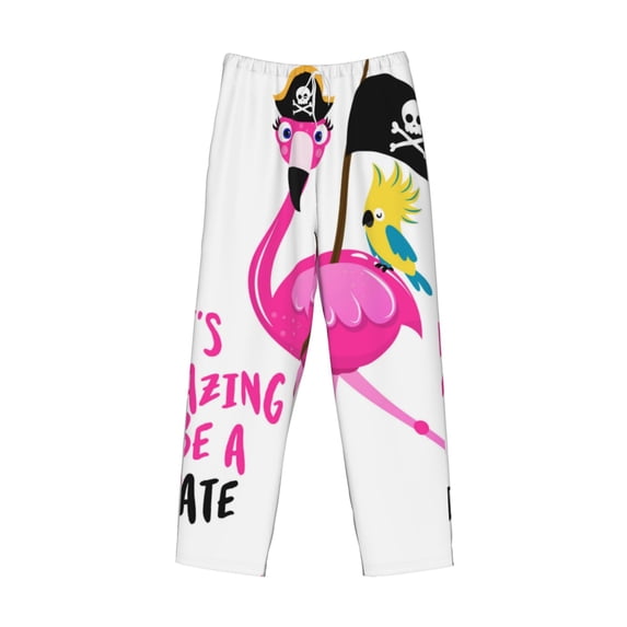 Lsque It'S Flamazing To Be A Pirate Print Men's Pajama Pants, Lounge Pant - Comfortable Home Wear,Elastic Waistband, Stylish Design-X-Large