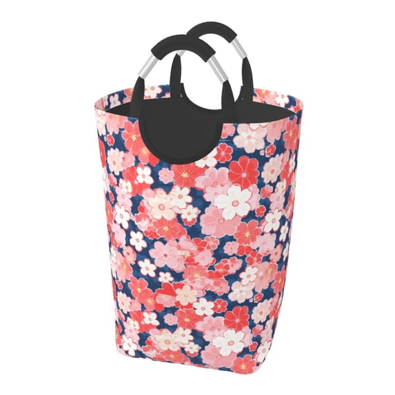 Lsque Japanese Cherry Blossoms Laundry Basket, Laundry Hamper, Dirty Clothes Hamper for Laundry, Collapsible, Waterproof Laundry Baskets with Aluminum Handles for Laundry, Dorm, Family
