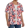 thumbnail image 1 of Lsque Japanese Cherry Blossoms print Men's Cuban Collar Short Sleeve Shirt Summer Beachwear Casual Button Down Fashionable Vacation Leisure Shirt-Small, 1 of 7