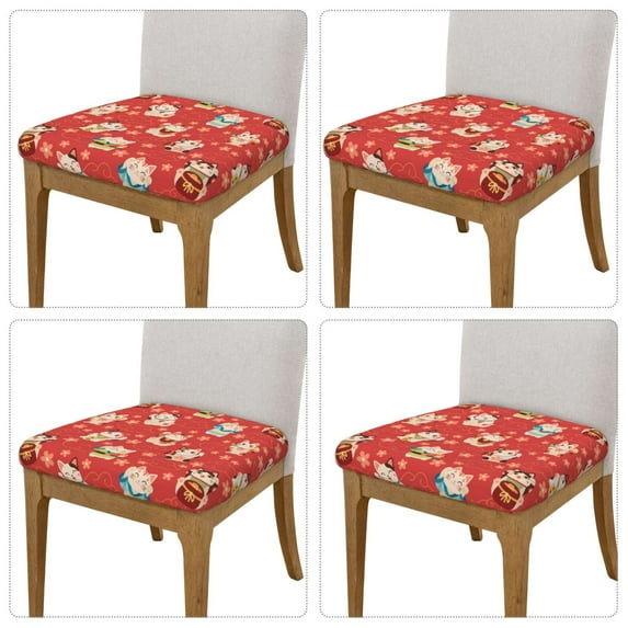 Lsque Japanese Maneki Cats Printed Square Couch Cushion Covers, Floral Sofa Cushion Covers Replacement, Stretch Couch Covers for Couch-16.9in