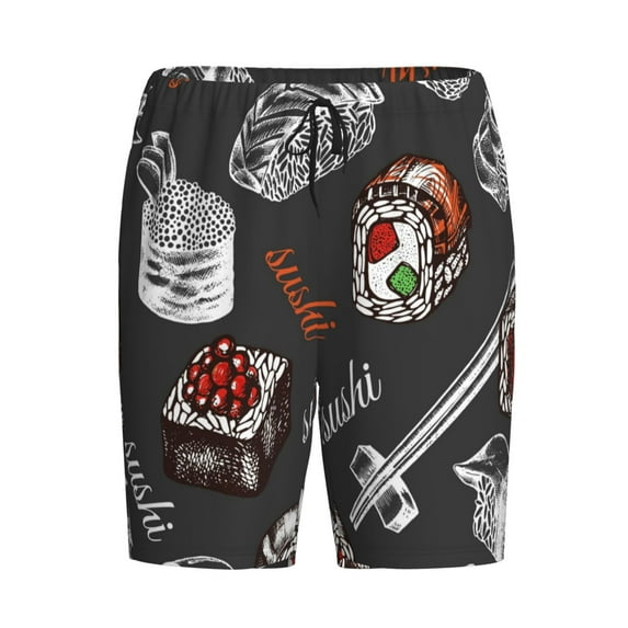 Lsque Japanese Sushi Hashi Mens Sleep Pajama Shorts,Short Pajama Pants, Cotton Ultra-Soft Knit-3X-Large
