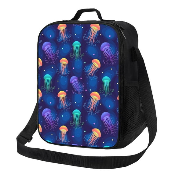 Lsque Jellyfish colorful Lunch Bag Lunch Box for Women Men Reusable Insulated Lunch Tote Bag,Leakproof Thermal Cooler Sack Food Handbags Case High Capacity