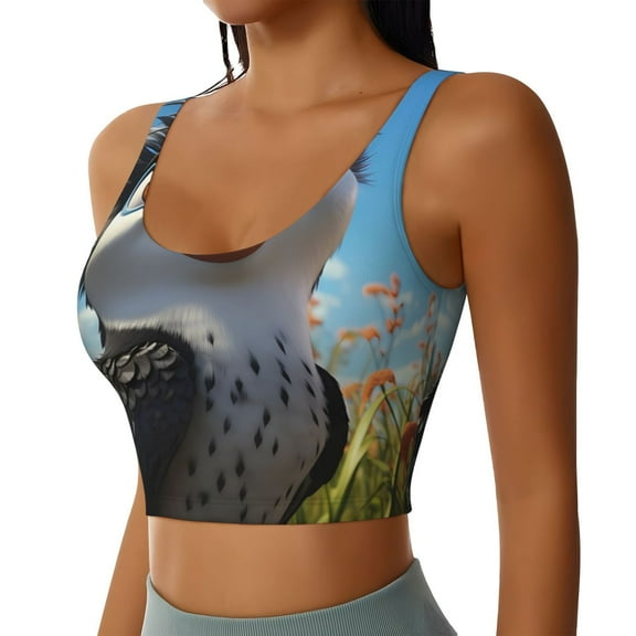 Lsque Joyful Animated Bird Printed Women'S Sports Bra, Compression, Moisture Wicking, High-Impact Sports Bra For Women,Supportive sports bra-Small