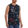 thumbnail image 1 of Lsque Joystick Gamepad Print Men's Cotton Blend Sleeveless Muscle Shirts (S-3XL)- Moisture Wicking, Odor Protection, UPF 30+,3X-Large, 1 of 8