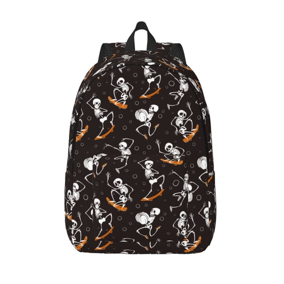 Lsque Jumping Skull Pattern Canvas Daypack, Durable Backpack, High-quality Versatile Backpack,Vintage Compact Backpack-Medium