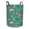 thumbnail image 1 of Lsque Jungle Animals pattern Laundry Hamper Basket, Tall Woven Rope Hamper Basket for Clothes, Lightweight Storage Basket, Collapsible Waterproof-Small, 1 of 8