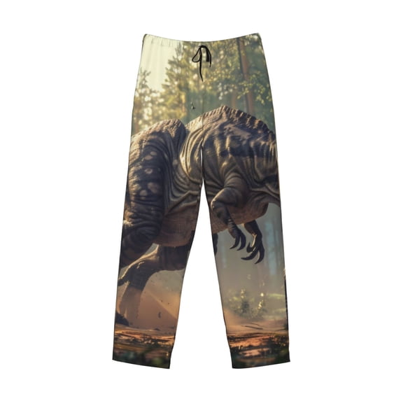 Lsque Jungle Dinosaur Print Men's Pajama Pants, Lounge Pant - Comfortable Home Wear,Elastic Waistband, Stylish Design-XX-Large