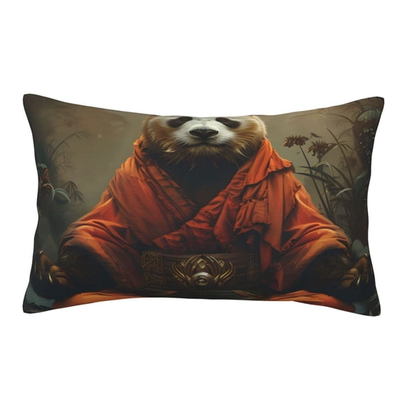 Lsque Jungle Meditating Panda Pattern Pillow Case – Soft & Cozy Throw Pillow Cover, Hypoallergenic Cushion Case for Sleeping Women with Envelope Closure-14"x20"