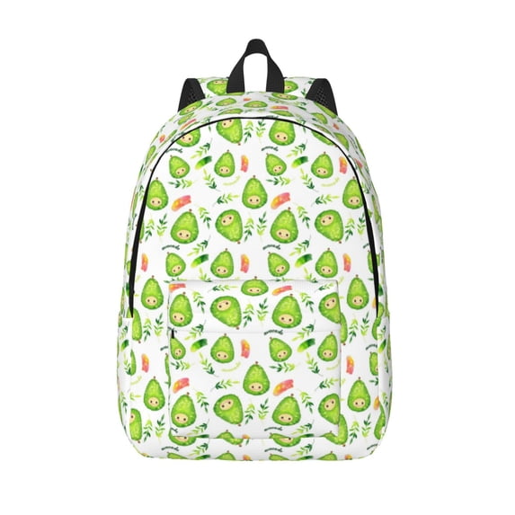 Lsque Kawaii Avocado Pattern Canvas Daypack, Durable Backpack, High-quality Versatile Backpack,Vintage Compact Backpack-Small