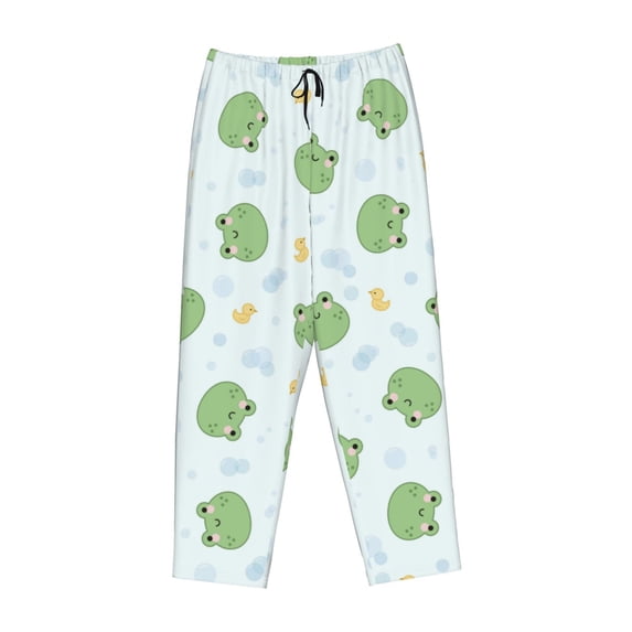 Lsque Kawaii Frogs Print Women's Pajama Pants, Lounge Pant - Comfortable Home Wear,Elastic Waistband, Stylish Design-X-Large