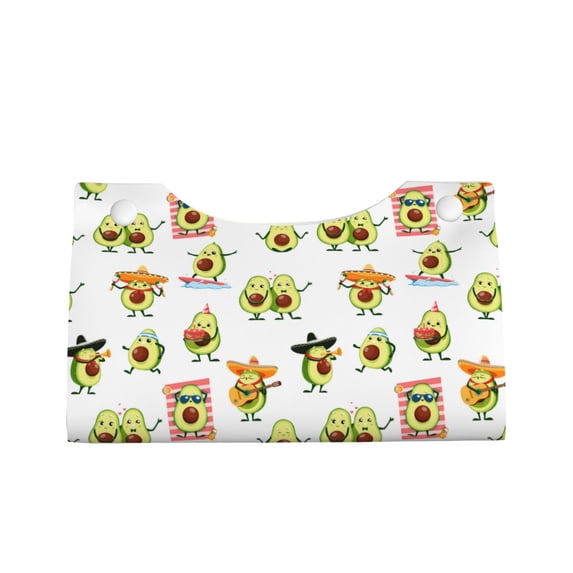 Lsque Kawaii Mexican Avocado Printed Long Tissue Box Cover Holder, Facial Paper Organizer Dispenser,Triangle with Bottom Belt, PVC Leather Decorative Organizer