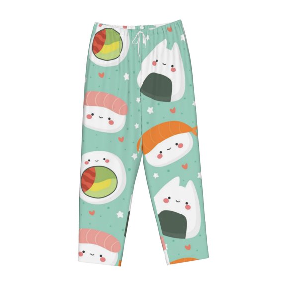 Lsque Kawaii Sushi Print Women's Pajama Pants, Lounge Pant - Comfortable Home Wear,Elastic Waistband, Stylish Design-Large